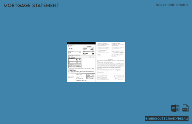 USA 1One Card Hypothekenabrechnung in Word- und PDF-Formaten – Beispielvorschau